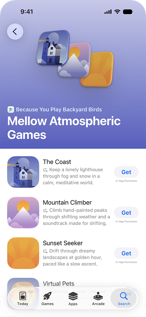 iPhone displaying App&nbsp;Store Personalized Collections with tailored app recommendations