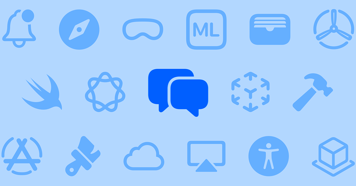 Blue forum icons on a light blue background