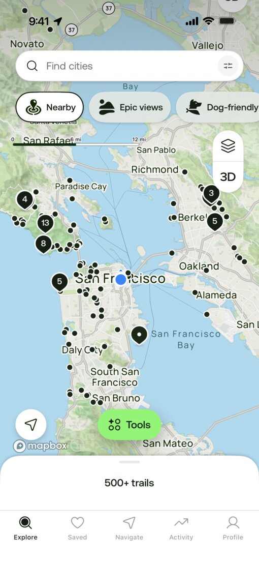 AllTrails app interface before redesign