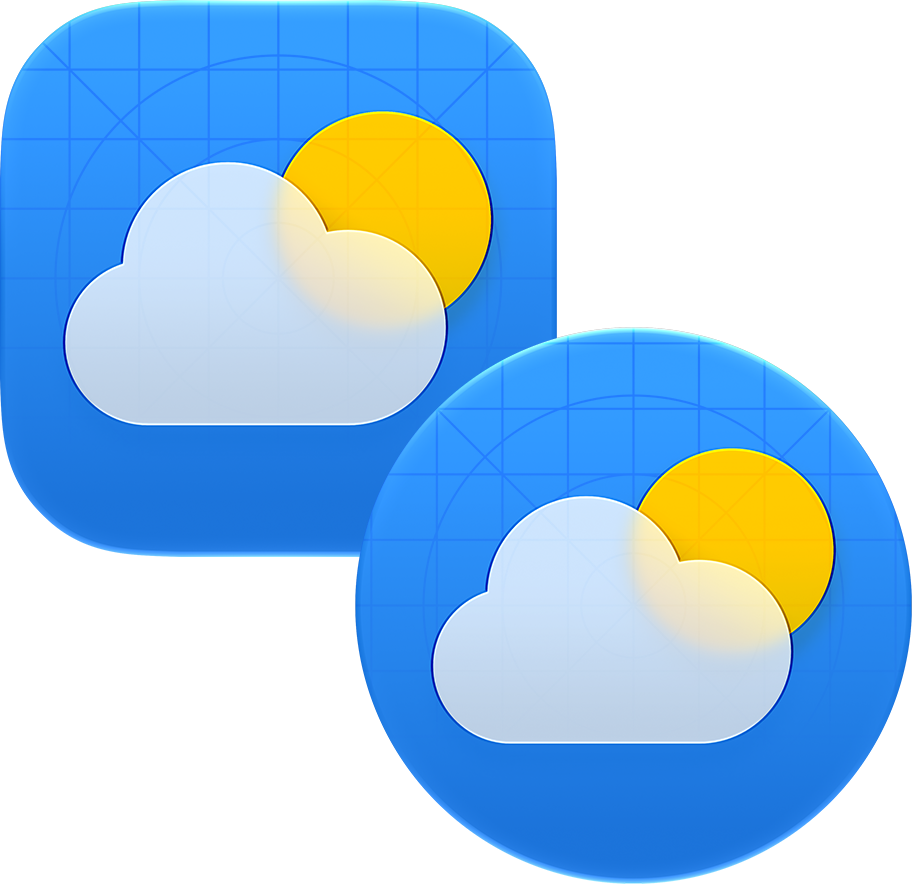 Weather app icon in rounded square and circular shapes