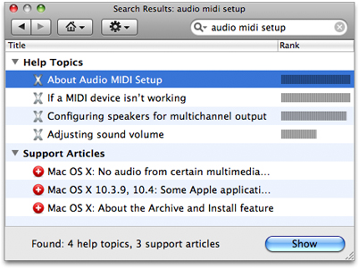 Search results. The top few results came from the exact match list.