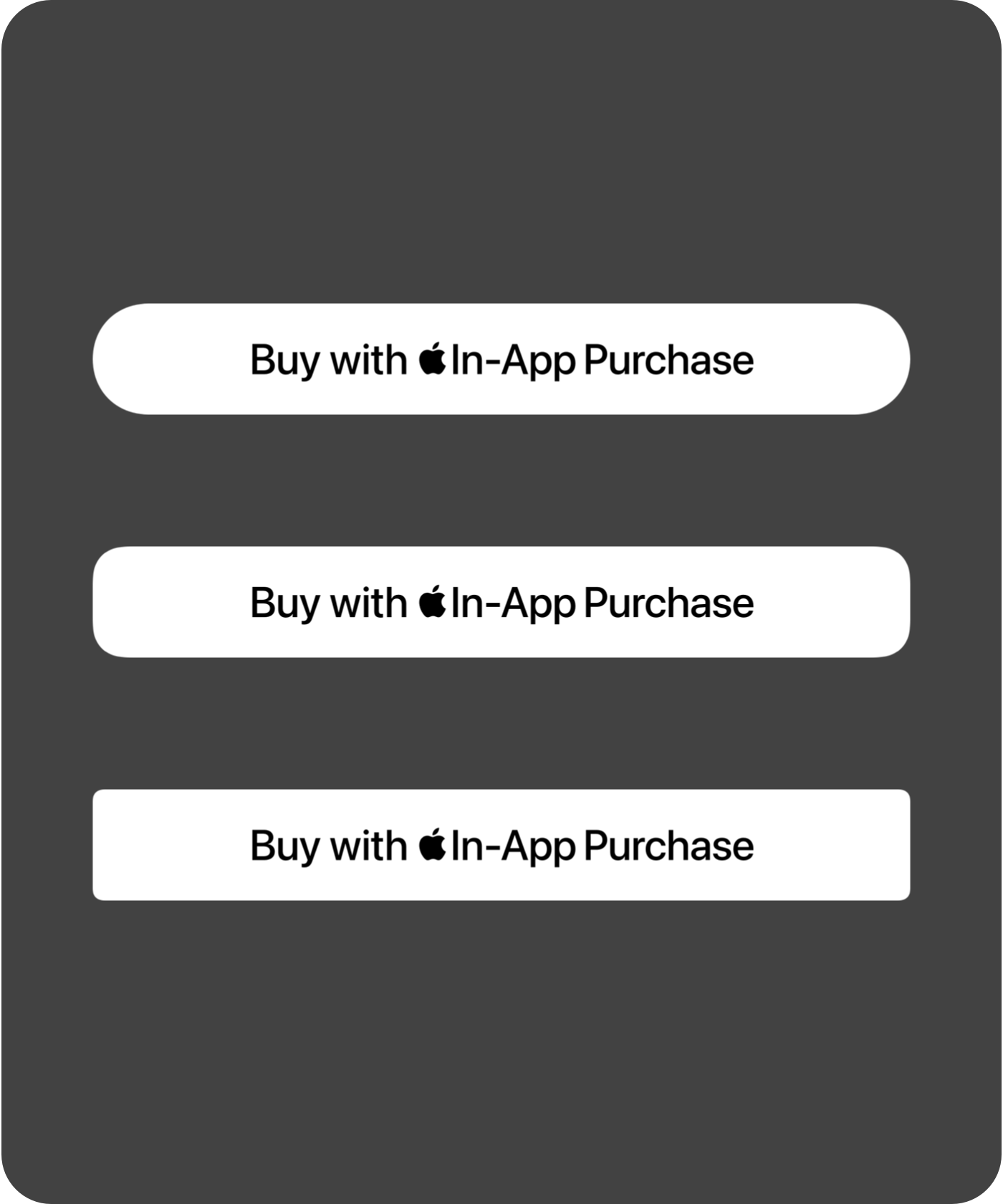 Corner radius guidelines demonstrating customizable button styling for Apple In-App Purchase buttons