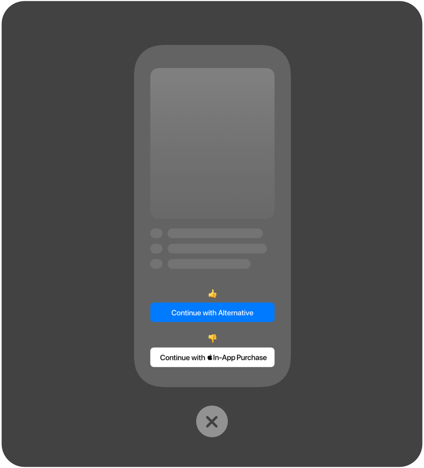 Step 3 of payment flow showing disclosure sheet informing user they will transact with the developer