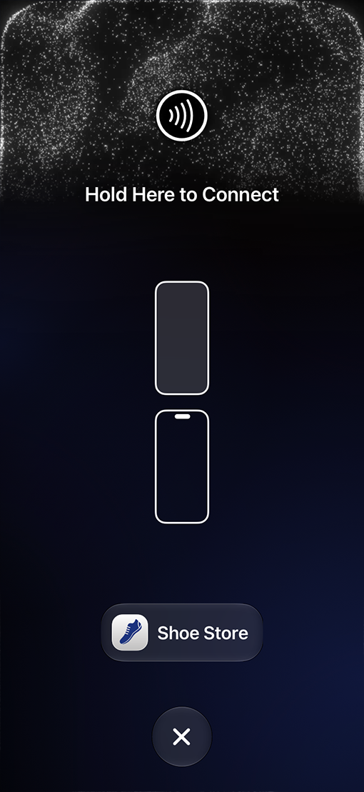 iPhone screen showing Hold Here to Connect prompt